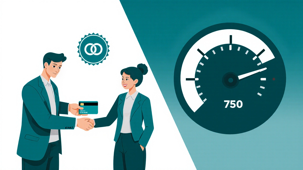 Split view of a person adding an authorized user and a low credit utilization gauge.