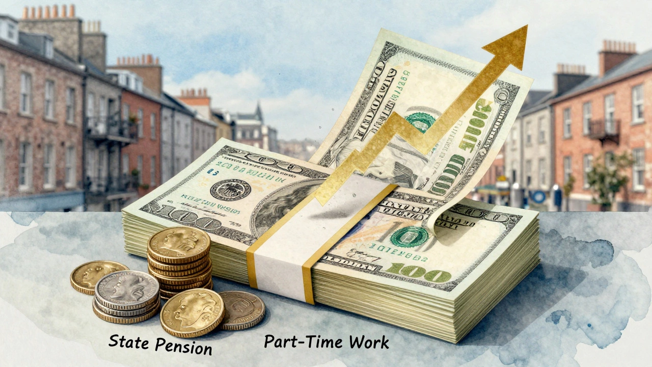 A  million stack dissolving into inflation and medical costs, with pension and part-time income as anchors.