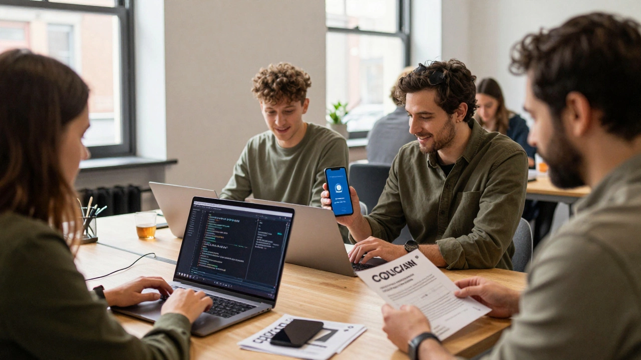 A diverse group of people in a Dublin workspace building crypto wealth through development, staking, and education.