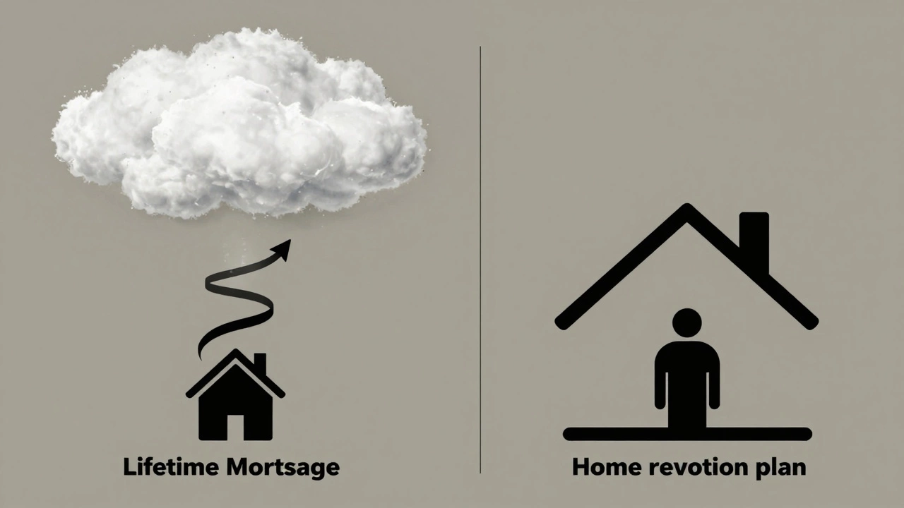 Conceptual split image showing compound interest growth versus selling home equity to a corporate entity.