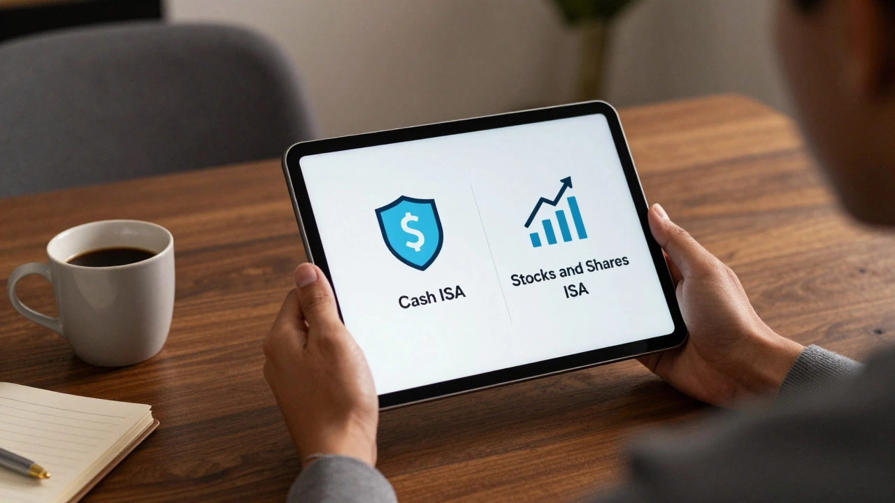 Person reviewing a comparison between Cash and Stocks and Shares ISAs on a tablet