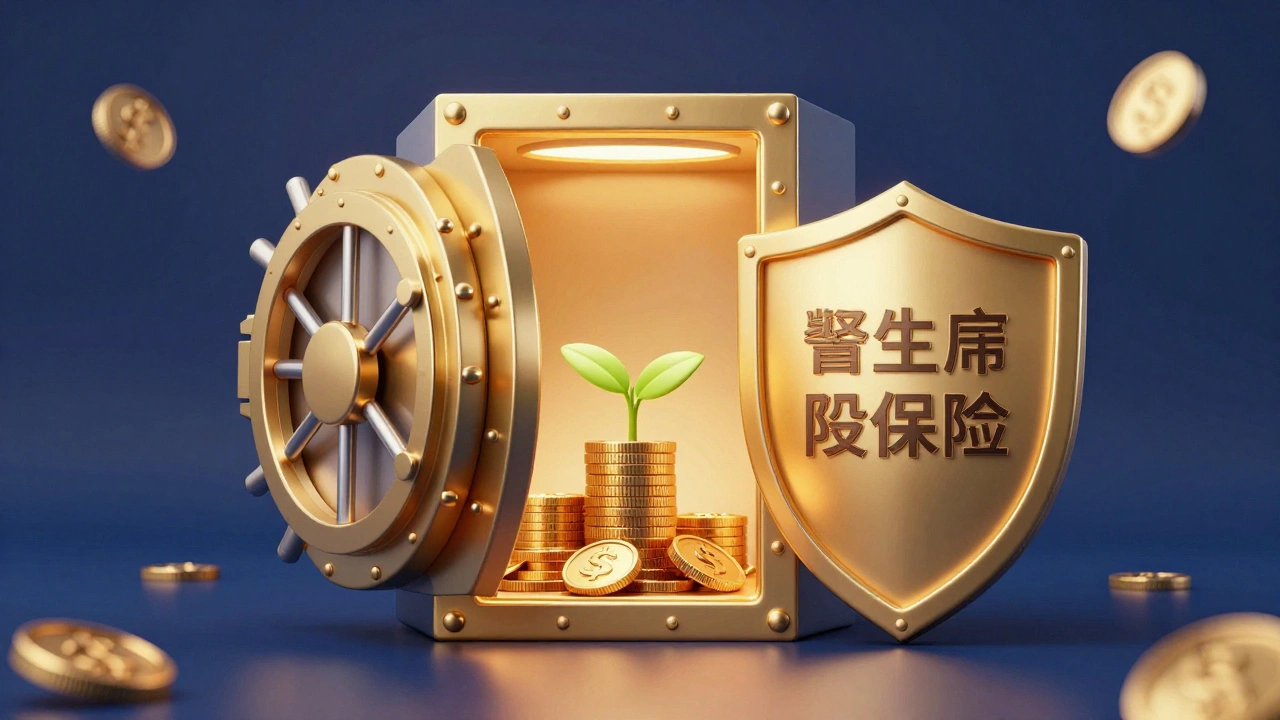 Golden vault and shield symbolizing whole life insurance security