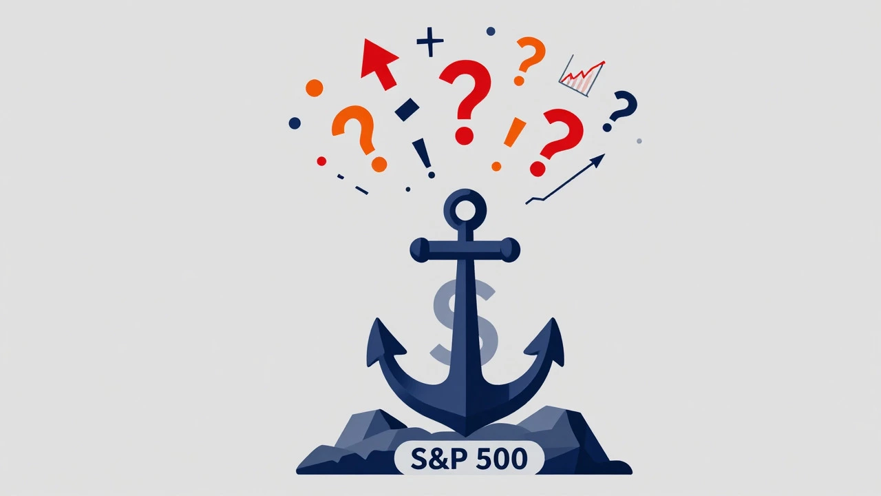 A stable anchor representing index funds resisting a storm of market volatility.
