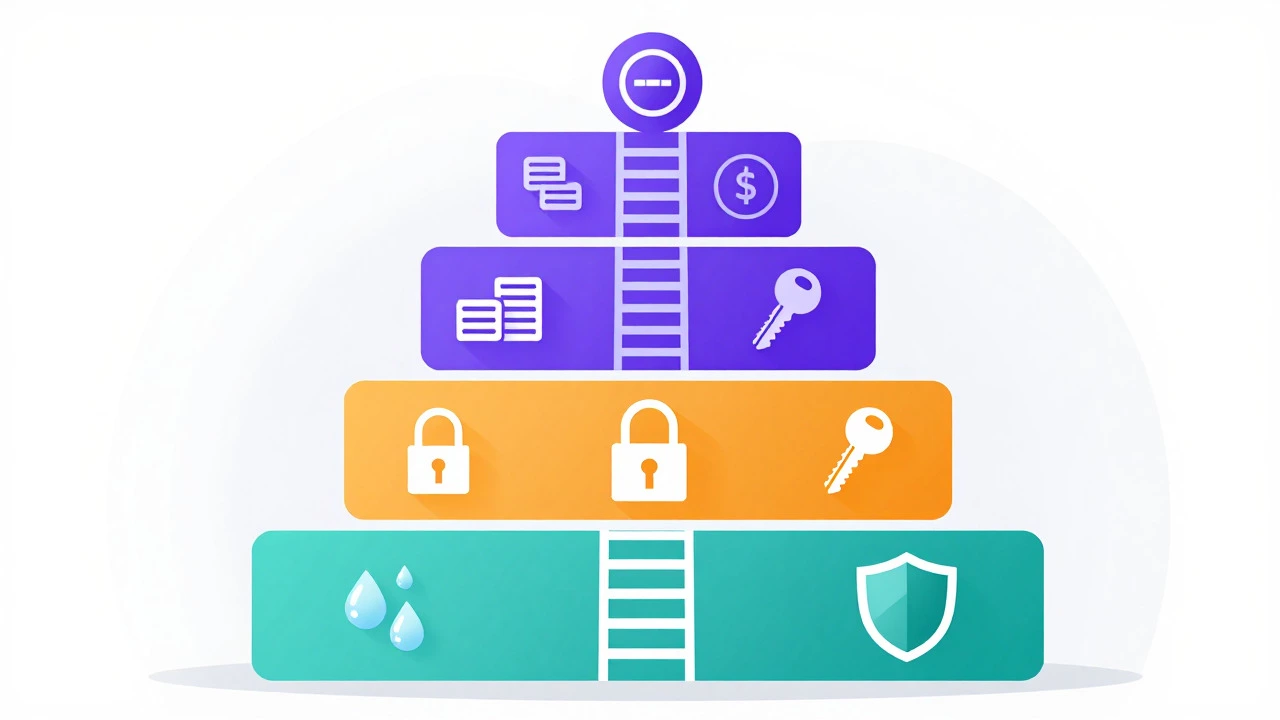 Illustration of a financial strategy pyramid with layers
