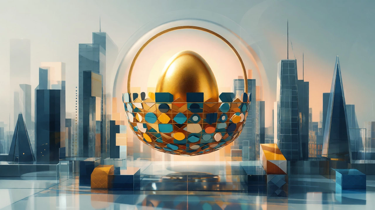 Golden egg in basket representing diversified investment strategy