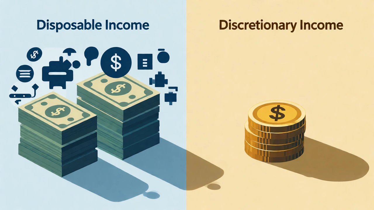 Split visual comparing disposable income vs discretionary income stacks