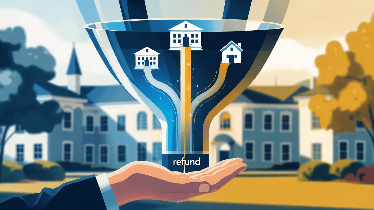 Diagram showing student loan funds splitting between university fees and personal refunds.